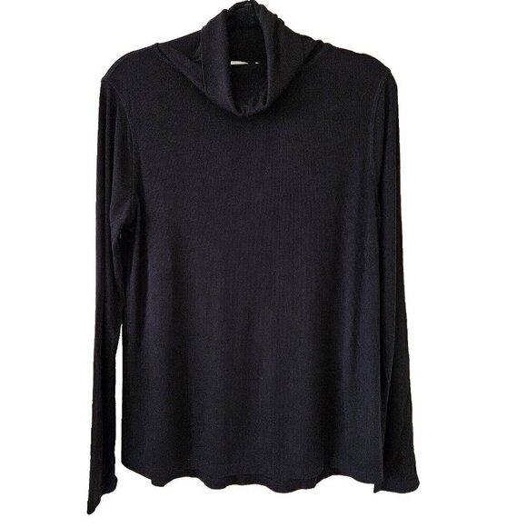 Terrera Tops - Terrera Black Turtleneck Top Womens L Bamboo Spandex LS Minimalist Office Siren